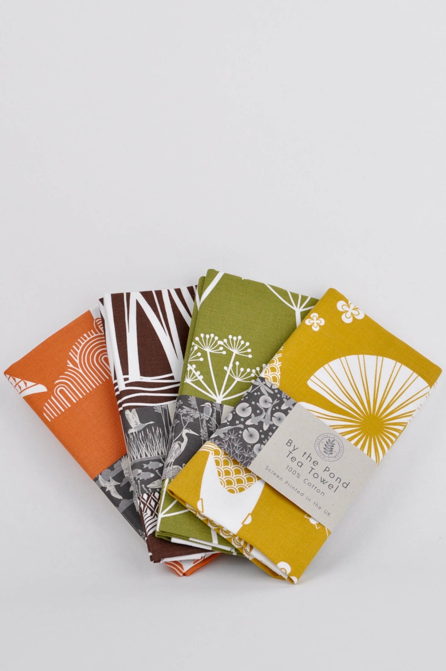 Tea Towel By the Pond Mustard Yellow Tea Towel homeware shops bristol gift shops bristol Ash Leaf Printmaking