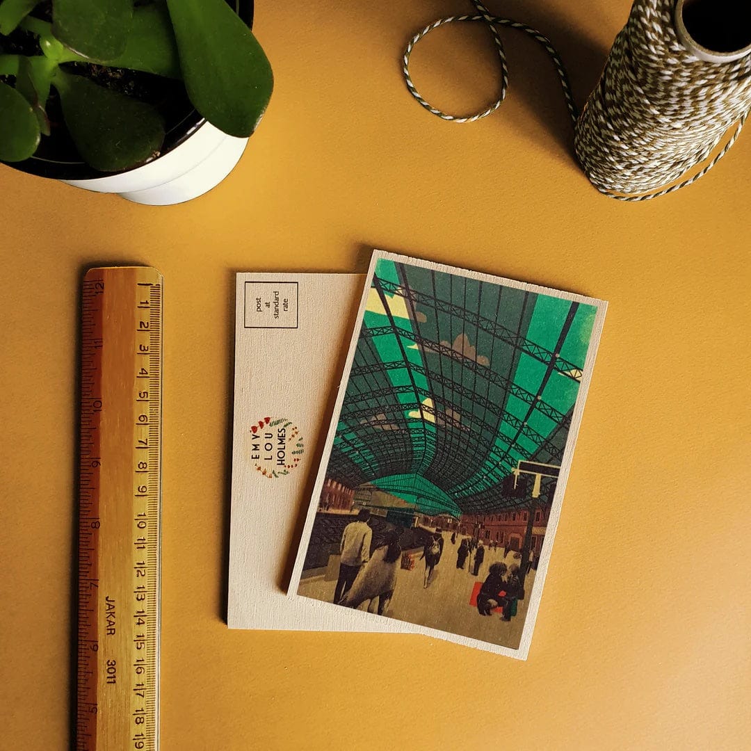 Postcard Temple Meads Station Wooden Postcard Bristol Scenes Wooden Postcard (various designs) homeware shops bristol gift shops bristol Emy Lou Holmes