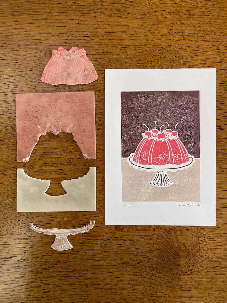 Jelly Mini Print A5 Hand Printed Lino Print