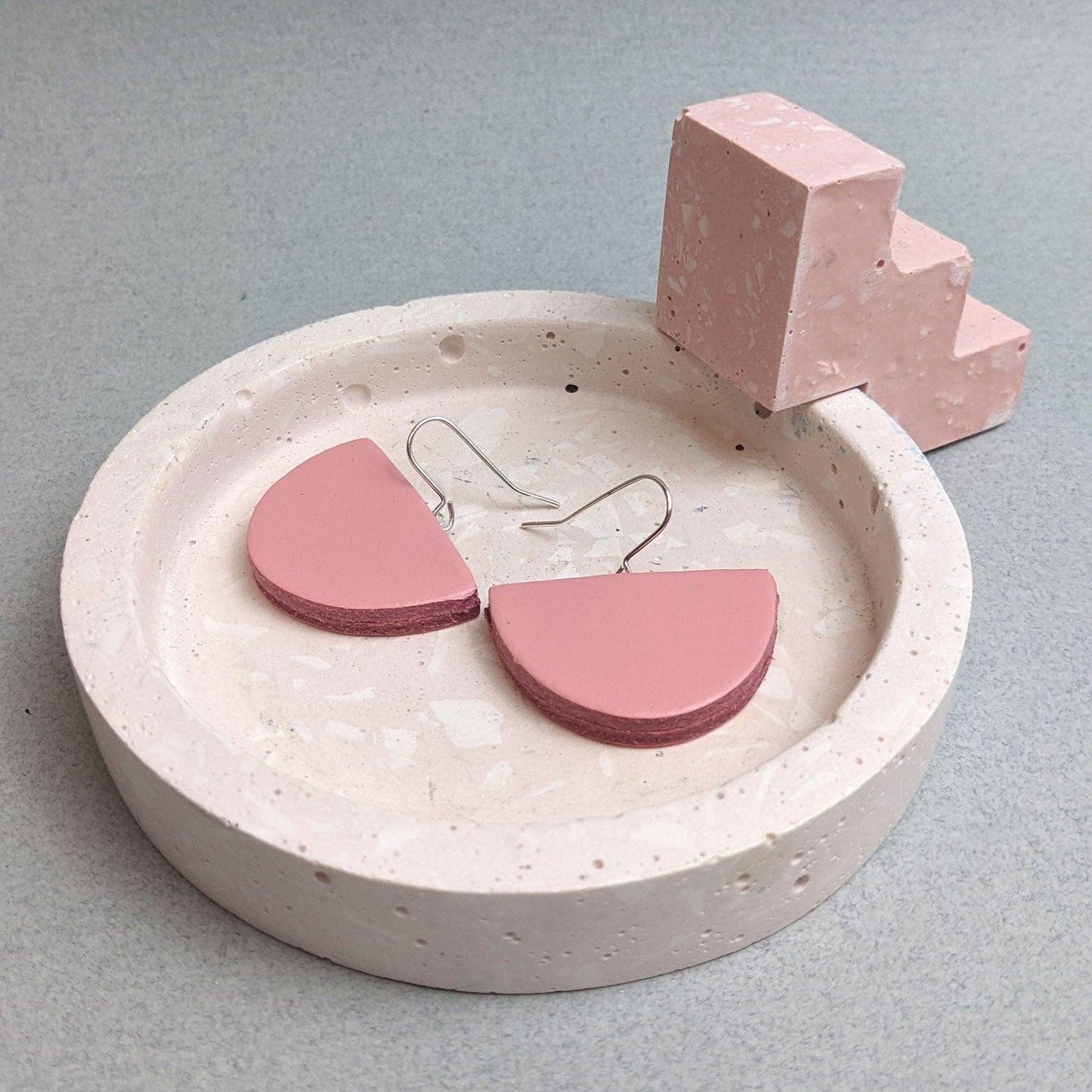 Earrings Pale Pink Recycled Leather Earrings - Large Semi Circle Drop (various colours) homeware shops bristol gift shops bristol Kay Morgan