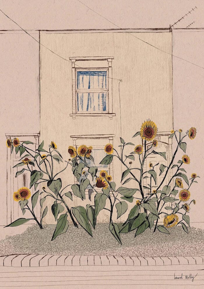 Print Giclee print of Sunflowers in Southville Giclee Print of Bristol Scenes A3 (various designs) homeware shops bristol gift shops bristol Laurel Molly