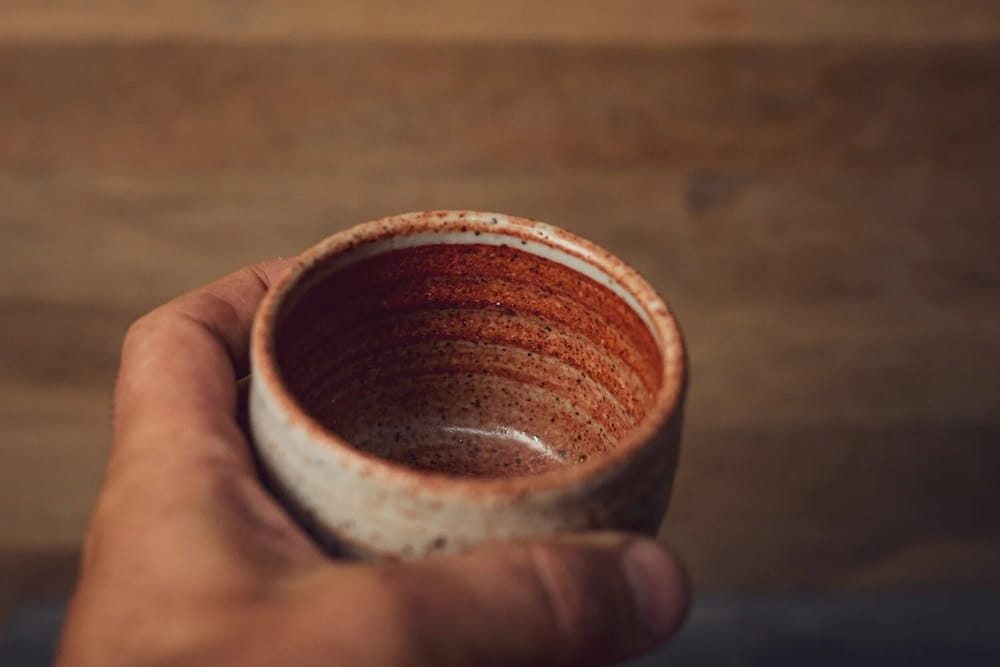 Handmade Cup Shino on Coarse Clay Yunomi Cup homeware shops bristol gift shops bristol Nicholas Dover Ceramics