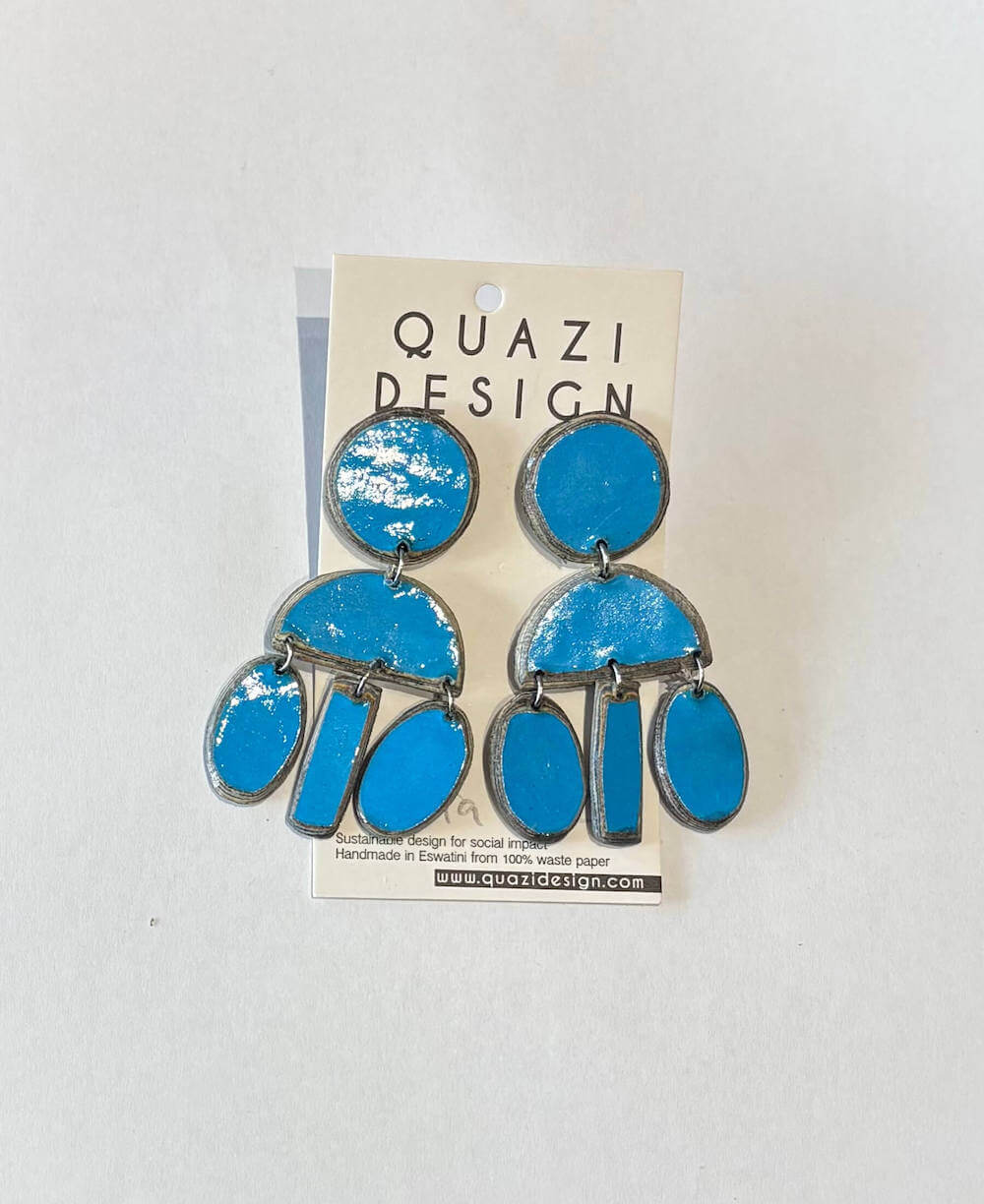 Earrings Bright Blue Recycled Paper Nesta Earrings (Various Colours) homeware shops bristol gift shops bristol Quazi Design