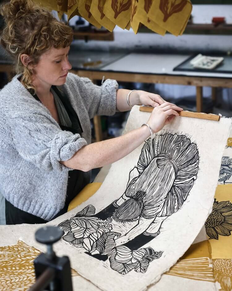 Prints Lino Print 'Mary' - Unframed (two colours) homeware shops bristol gift shops bristol Rosanna Morris