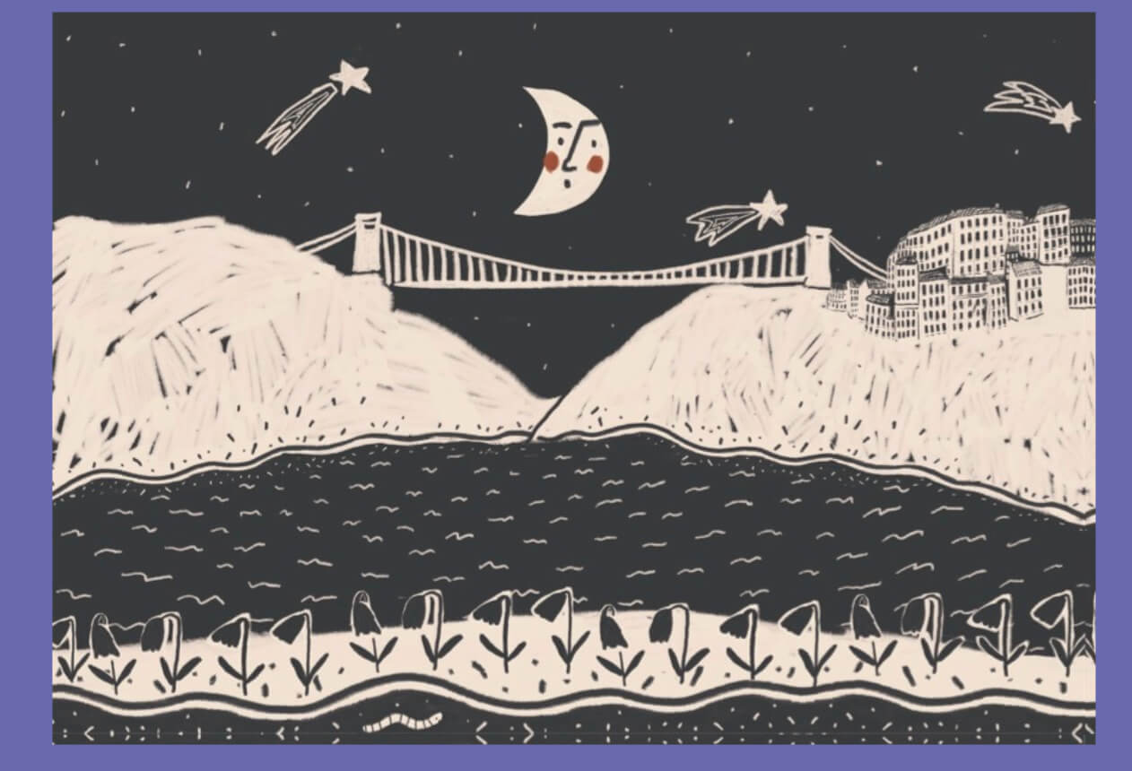 Bristol Print Bristol Bridge Moon Face Print - A4 homeware shops bristol gift shops bristol Sophie Colette