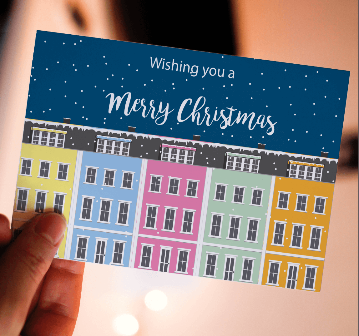 Greetings Card Merry Christmas Blue Sky Greeting Card homeware shops bristol gift shops bristol Sunny Luna