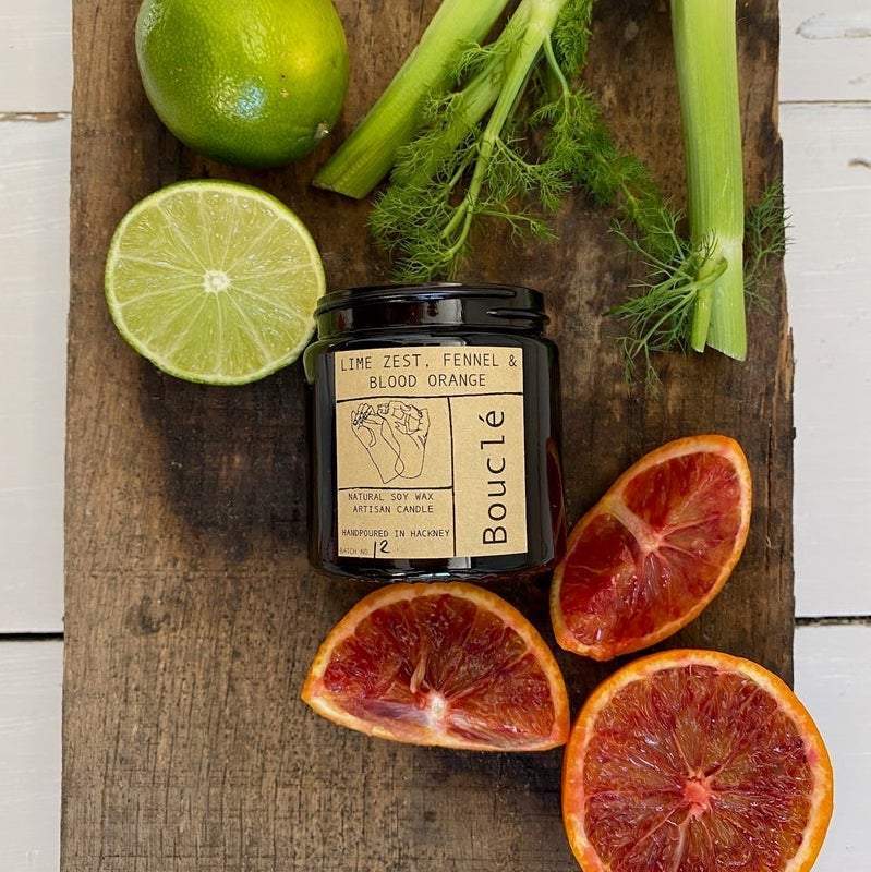 Candle Lime Zest, Fennel & Blood Orange Candle homeware shops bristol gift shops bristol Bouclé