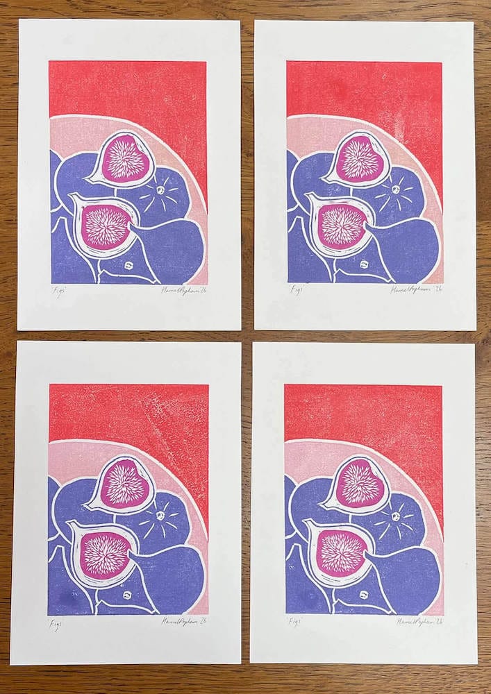 Figs Mini Print A5 Hand Printed Lino Print