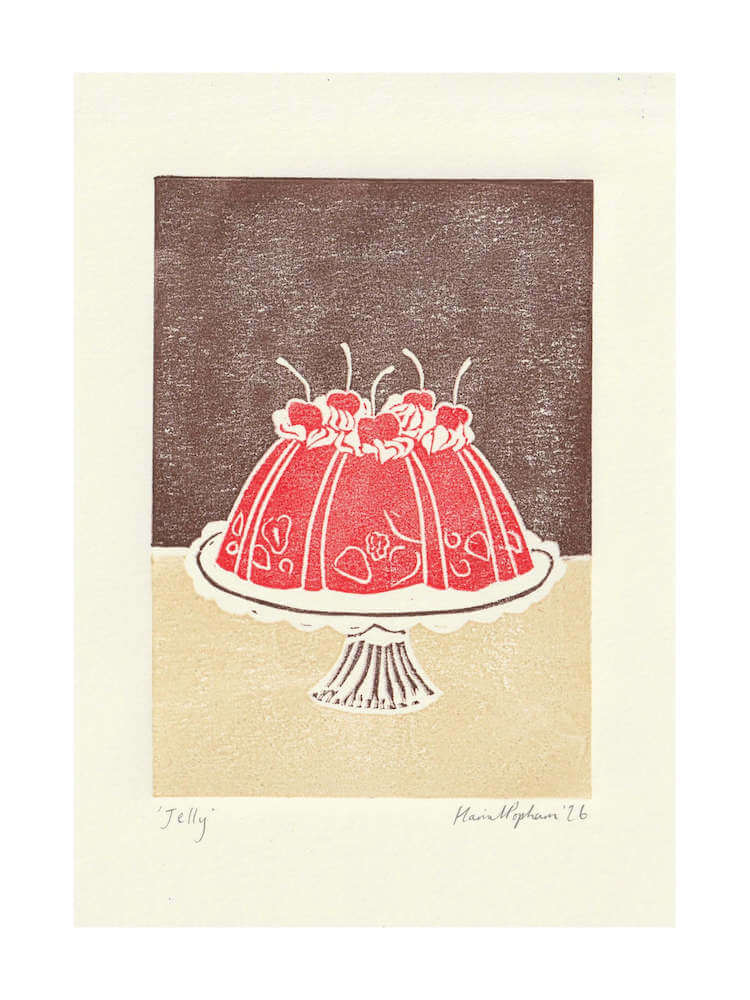 Jelly Mini Print A5 Hand Printed Lino Print