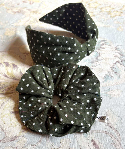 Corduroy Scrunchie Olive Star Corduroy Scrunchies homeware shops bristol gift shops bristol Able Mabel