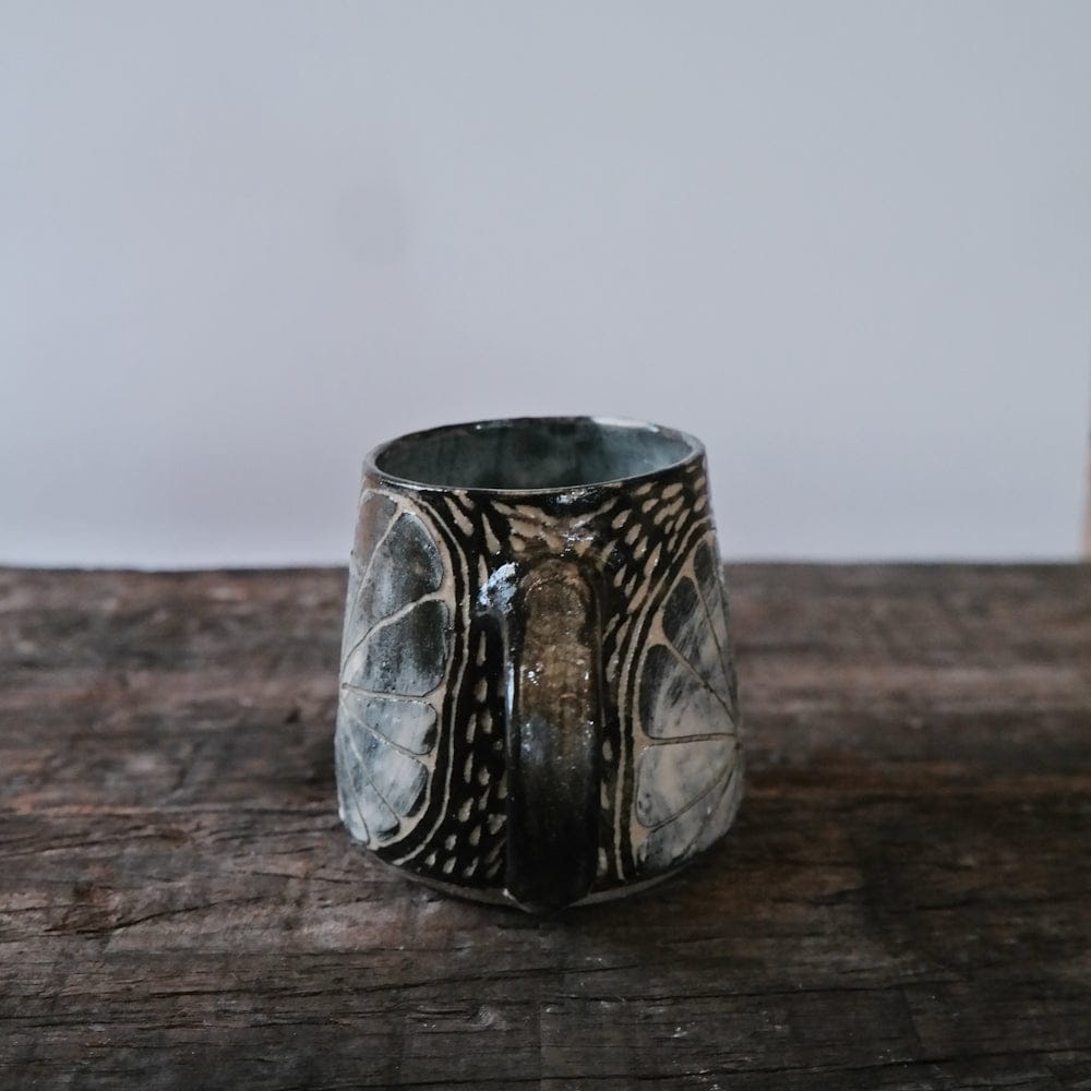 Ceramic Mug Cream Base w/ Black Detail Black & White Carved Ceramic Mug homeware shops bristol gift shops bristol AKF Ceramics