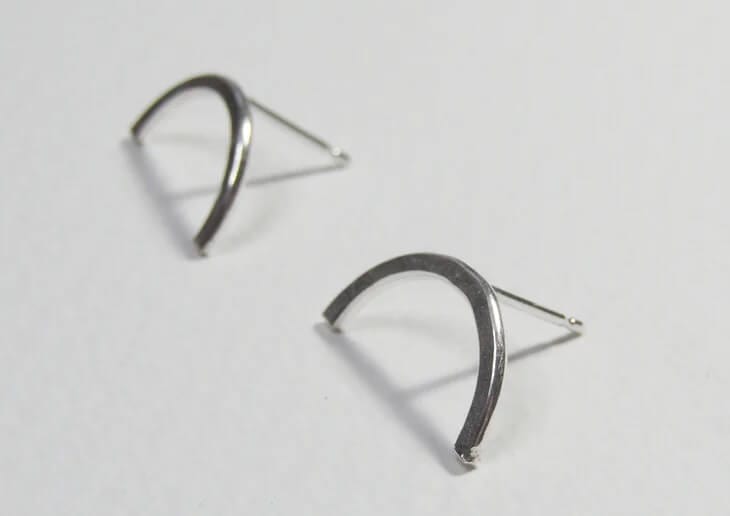 Earrings 'Half Moon' Stud Earrings - Sterling Silver homeware shops bristol gift shops bristol Amelia Stone Jewellery