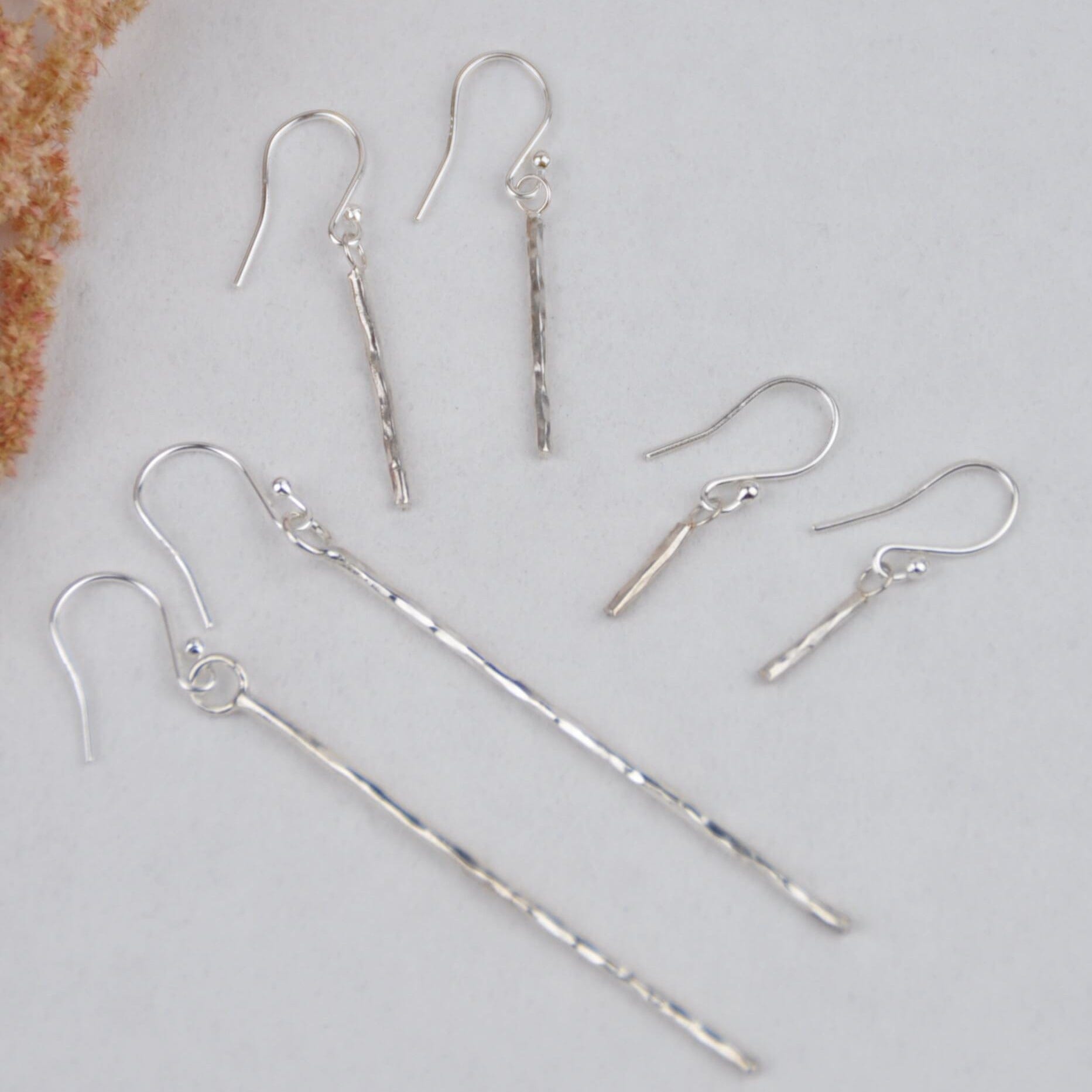 Earrings 'Hammered Strand' Earrings - Sterling Silver (three sizes) homeware shops bristol gift shops bristol Amelia Stone Jewellery