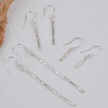Earrings 'Hammered Strand' Earrings - Sterling Silver (three sizes) homeware shops bristol gift shops bristol Amelia Stone Jewellery
