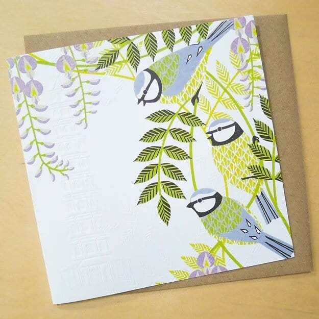 Blue Tits (Embossed) - Greetings Card homeware shops bristol gift shops bristol Ash Leaf Printmaking