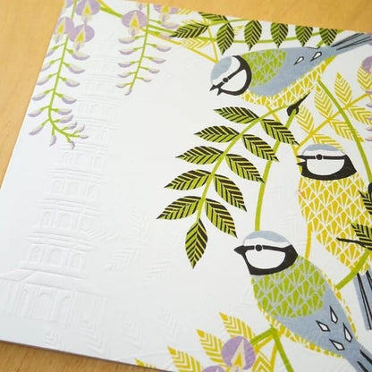 Blue Tits (Embossed) - Greetings Card homeware shops bristol gift shops bristol Ash Leaf Printmaking