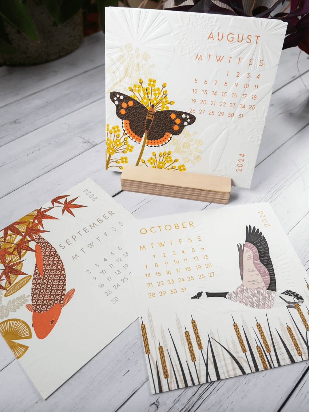 Calendar Desk Top Wildlife Calendar (With Stand) homeware shops bristol gift shops bristol Ash Leaf Printmaking