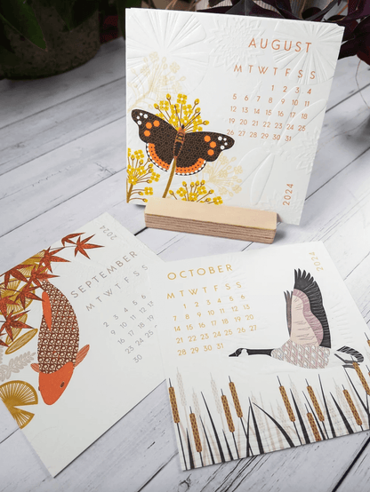 Calendar Desk Top Wildlife Calendar (With Stand) homeware shops bristol gift shops bristol Ash Leaf Printmaking