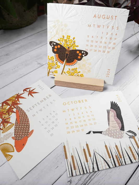 Calendar Desk Top Wildlife Calendar (With Stand) homeware shops bristol gift shops bristol Ash Leaf Printmaking