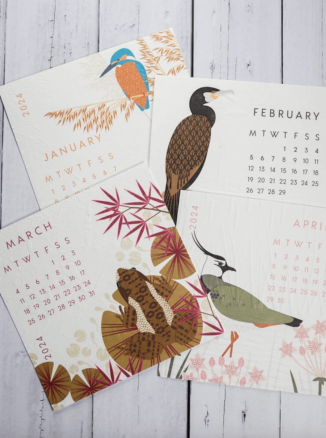 Calendar Desk Top Wildlife Calendar (With Stand) homeware shops bristol gift shops bristol Ash Leaf Printmaking