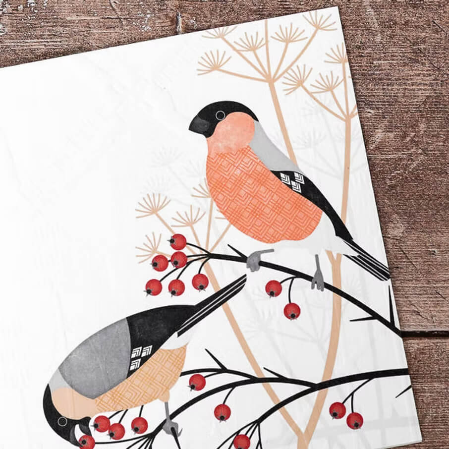 Bird Greetings Cards Bullfinch (Embossed) Greeting Card homeware shops bristol gift shops bristol Ash Leaf Printmaking