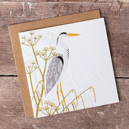 Greetings Card Heron Greeting Card homeware shops bristol gift shops bristol Ash Leaf Printmaking