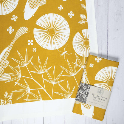 Tea Towel By the Pond Mustard Yellow Tea Towel homeware shops bristol gift shops bristol Ash Leaf Printmaking