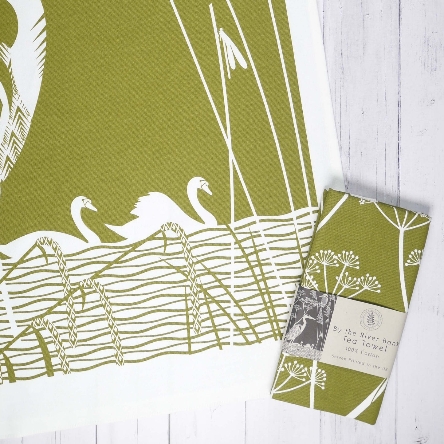 Tea Towel By The Riverbank Tea Towel homeware shops bristol gift shops bristol Ash Leaf Printmaking