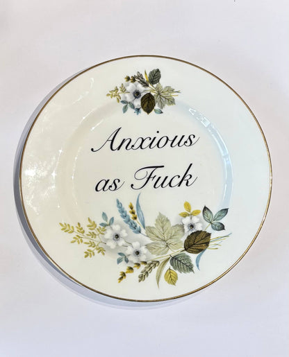 ceramics B Decorative Wall Plate - Anxious as F*ck (various styles) homeware shops bristol gift shops bristol Beau & Badger