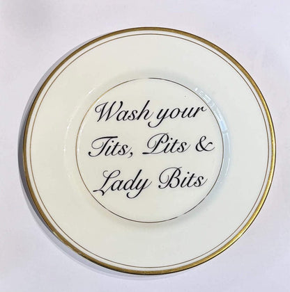 Ceramics F Decorative Wall Plate - Wash Your T*ts, Pits & Lady Bits (various styles) homeware shops bristol gift shops bristol Beau & Badger