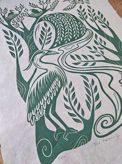 Heron Linocut The Heronry Linocut Print homeware shops bristol gift shops bristol Becca Thorne Illustration
