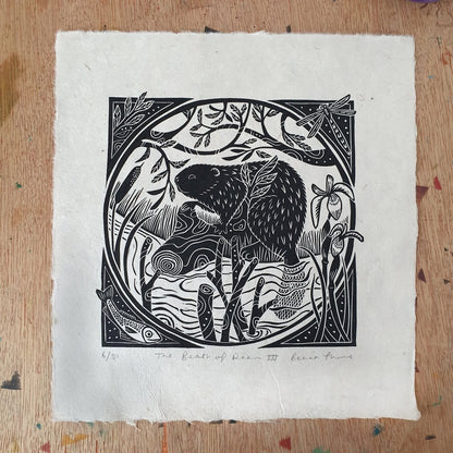 Print Beaver Version III The Beast of Dean Original Linocut (various designs) homeware shops bristol gift shops bristol Becca Thorne Illustration