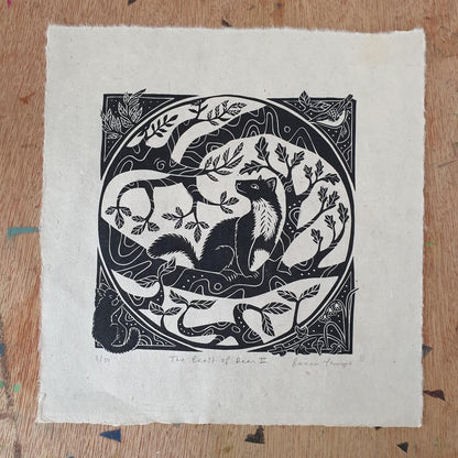 Print Pine Marten Version II The Beast of Dean Original Linocut (various designs) homeware shops bristol gift shops bristol Becca Thorne Illustration