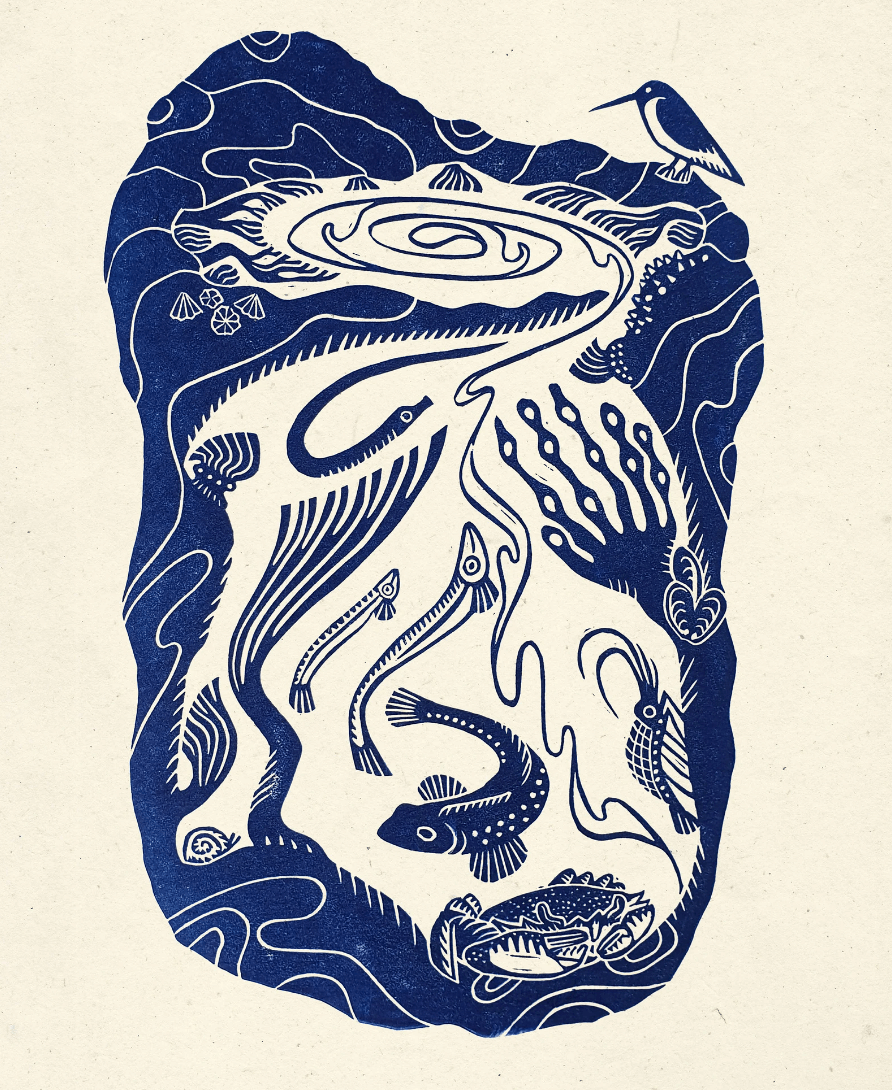 Print The Rock Pool Original Linocut Print homeware shops bristol gift shops bristol Becca Thorne Illustration