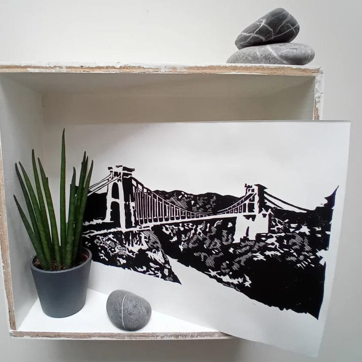 Print Clifton Suspension Bridge Lino Print (unframed and framed) homeware shops bristol gift shops bristol Bethan Lino Prints