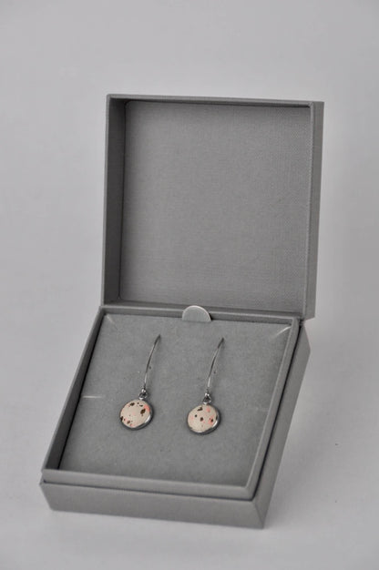 Earrings Beige Leather with Metallic Bronze & Peach Flecks Stainless Steel V Shape Drops with Gift Box (multiple colours) homeware shops bristol gift shops bristol Bex & Bolt