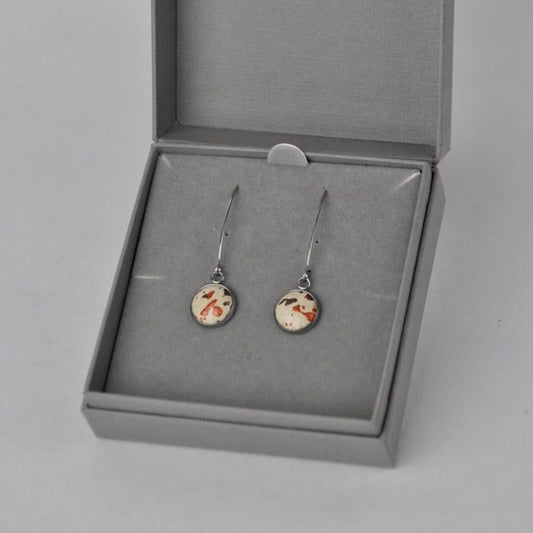 Earrings Beige Leatherette with Metallic Bronze & Copper Flecks Stainless Steel V Shape Drops with Gift Box (multiple colours) homeware shops bristol gift shops bristol Bex & Bolt