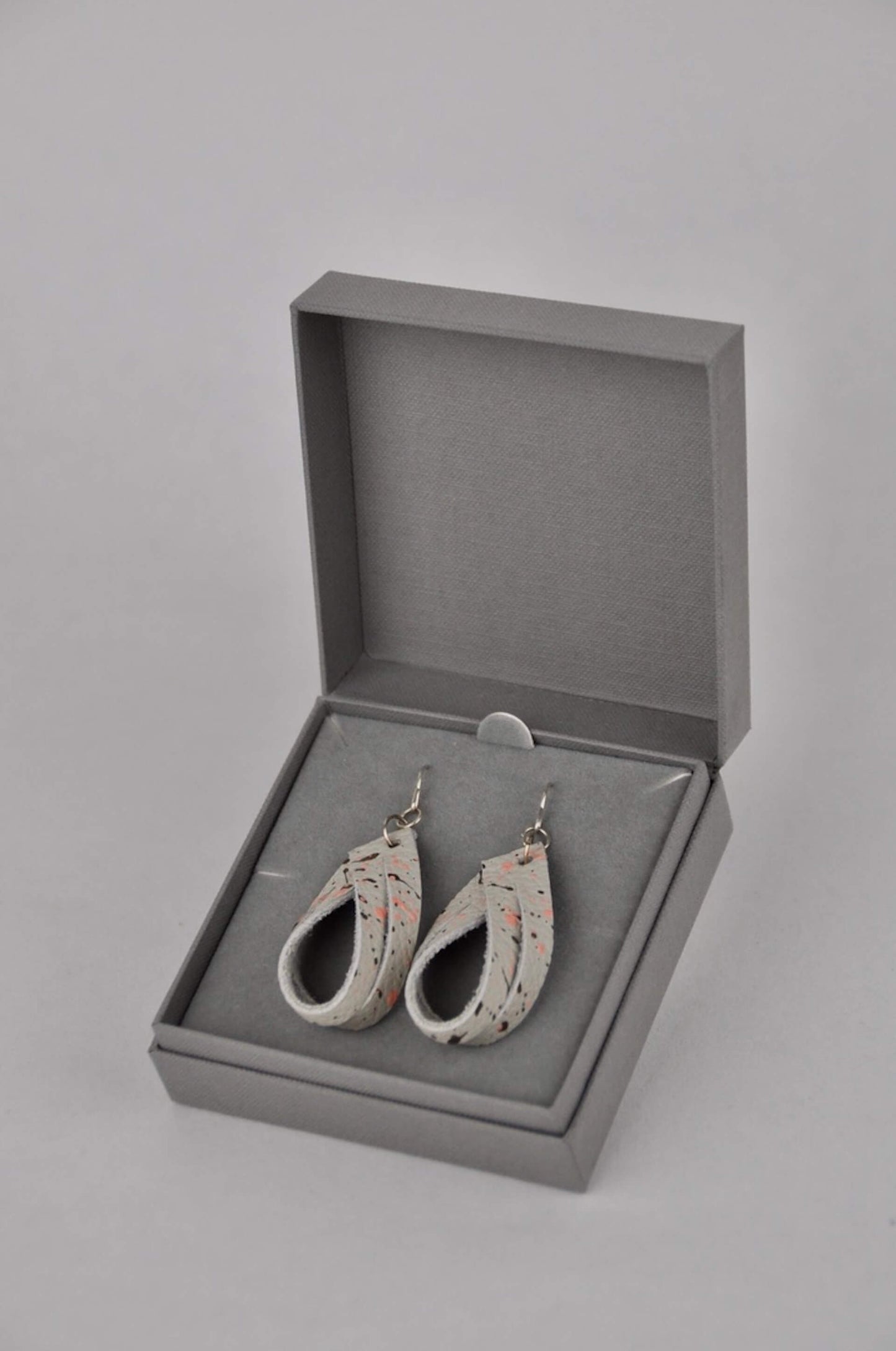 Earrings Beige Leather with Metallic Bronze & Peach Flecks Eco Silver Festival Earrings with Gift Box (multiple colours) homeware shops bristol gift shops bristol Bex & Bolt