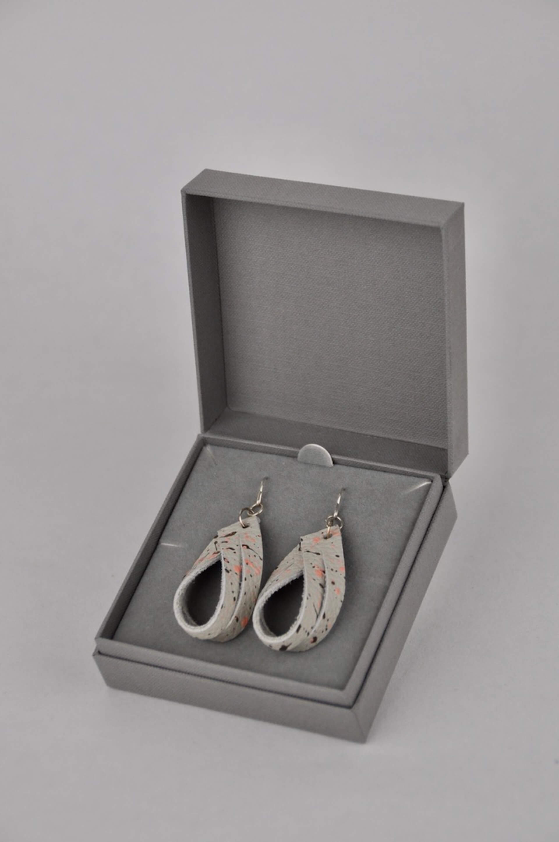 Earrings Beige Leather with Metallic Bronze & Peach Flecks Eco Silver Festival Earrings with Gift Box (multiple colours) homeware shops bristol gift shops bristol Bex & Bolt