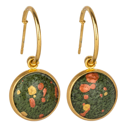 Earrings Green Leatherette with Metallic Copper & Gold Flecks (Gold Coloured Hoops) Stainless Steel Hoop Studs with Gift Box (multiple colours) homeware shops bristol gift shops bristol Bex & Bolt