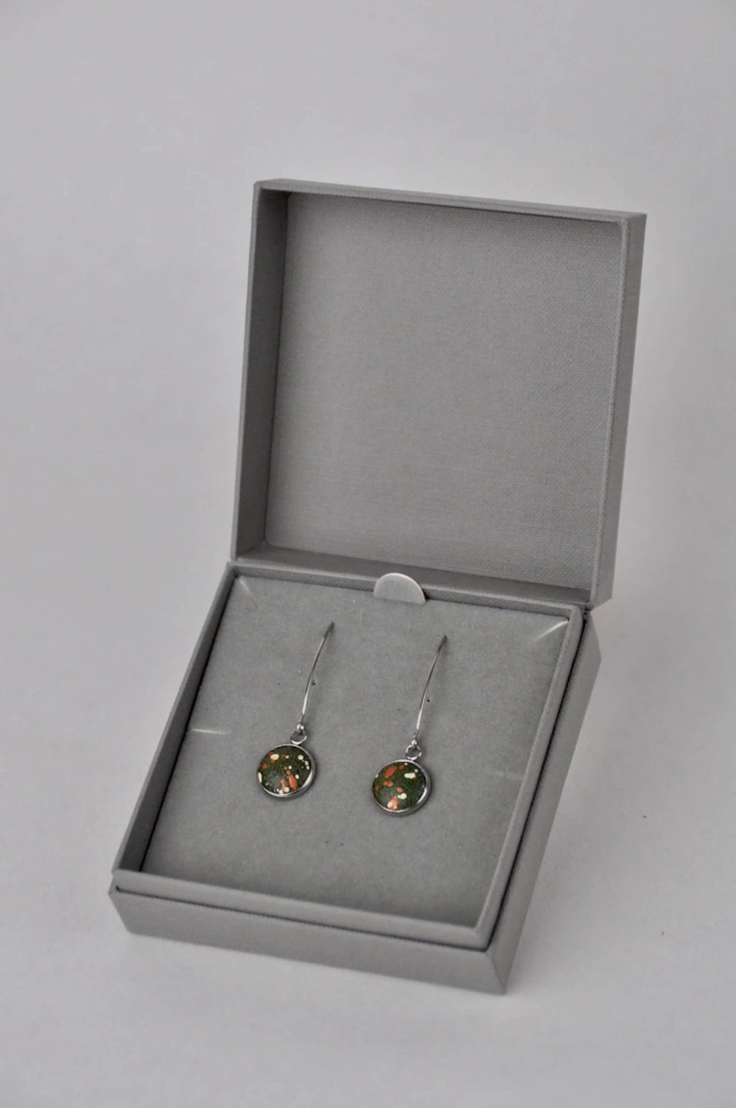 Earrings Green Vegan Leatherette with Metallic Copper & Silver Flecks Eco Silver V Shape Drops (multiple colours) homeware shops bristol gift shops bristol Bex & Bolt