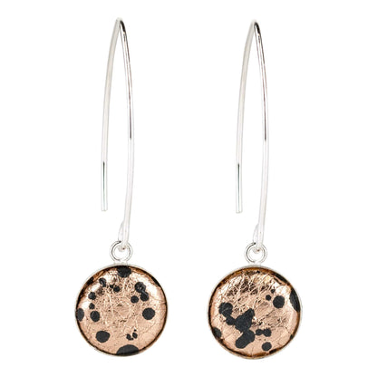 Earrings Rose Gold Leather with Black Print Eco Silver V Shape Drops (multiple colours) homeware shops bristol gift shops bristol Bex & Bolt