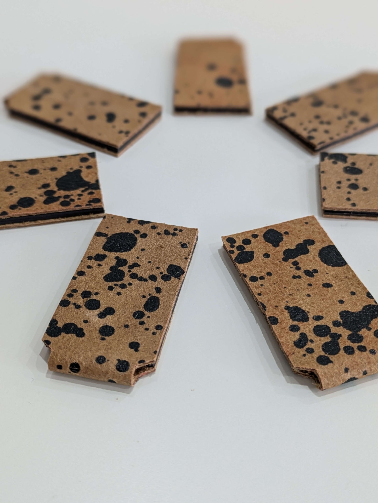 Tan with Black Printed Splodges Magnetic Leather Bookmark - Three Colours homeware shops bristol gift shops bristol Bex & Bolt