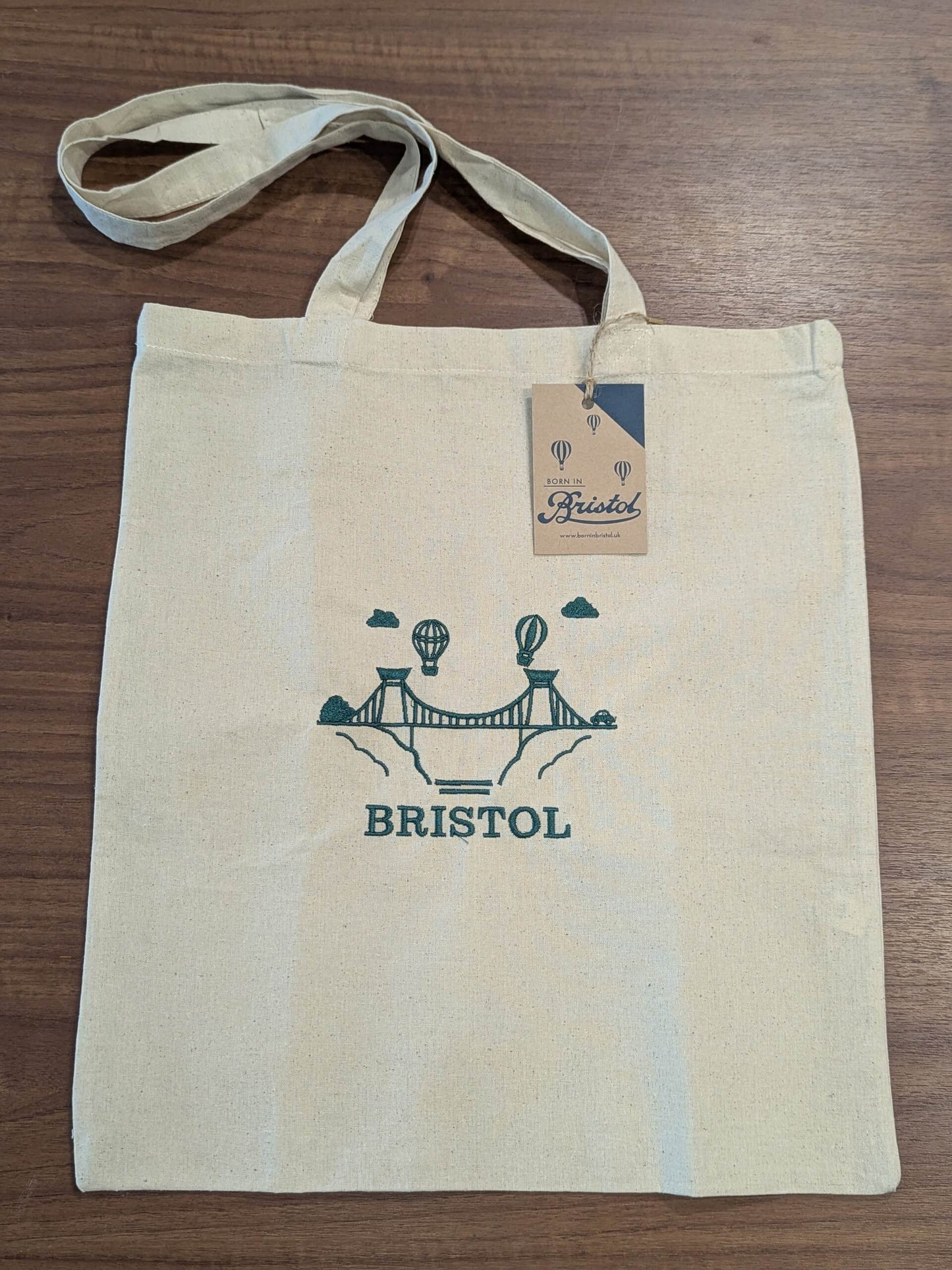 Tote Bag Natural - Green Print Bristol Suspension Bridge Tote Bag - Various Colours homeware shops bristol gift shops bristol Born in Bristol