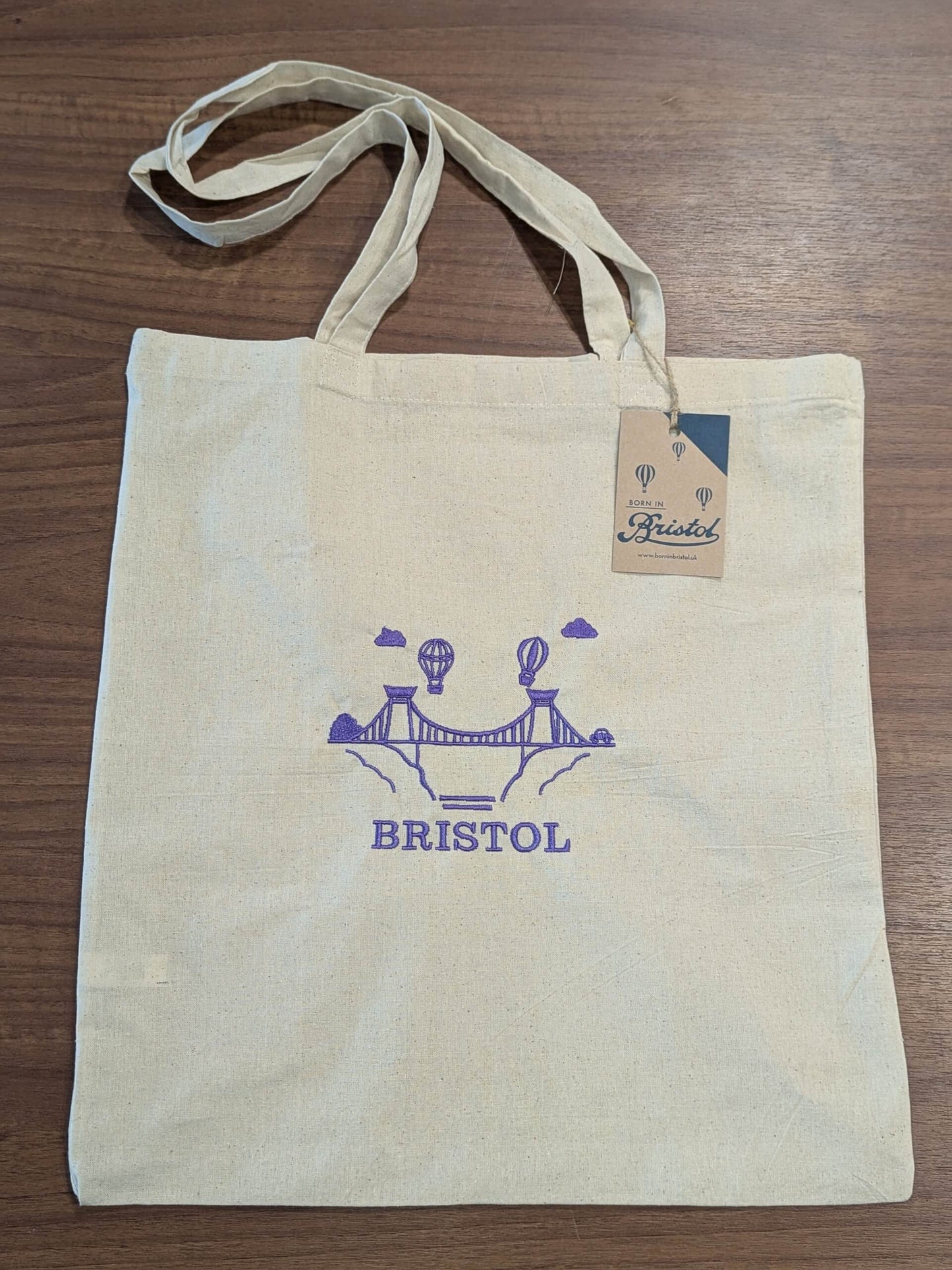 Tote Bag Natural - Purple Print Bristol Suspension Bridge Tote Bag - Various Colours homeware shops bristol gift shops bristol Born in Bristol