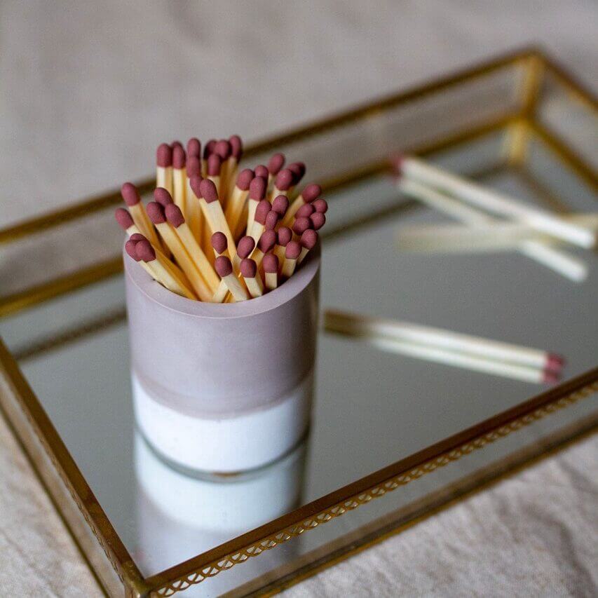 Vessel Mauve Pink Jesmonite Match Striker Pot - Various Colours homeware shops bristol gift shops bristol Calico Collective