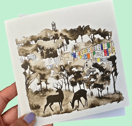Greetings Card Greeting Card - Bristol Deer Greetings Cards of Bristol Illustrations (various designs) homeware shops bristol gift shops bristol Carla James