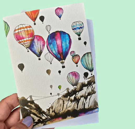 Greetings Card Greeting Card - Bristol Hot Air Balloon Greetings Cards of Bristol Illustrations (various designs) homeware shops bristol gift shops bristol Carla James