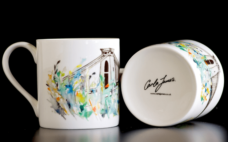 Mug Mug - Bristol Tropical Bridge - Green Bone China Mug of Bristol Illustrations (various designs) homeware shops bristol gift shops bristol Carla James