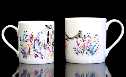 Mug Mug - Bristol Tropical Bridge - Pink Bone China Mug of Bristol Illustrations (various designs) homeware shops bristol gift shops bristol Carla James